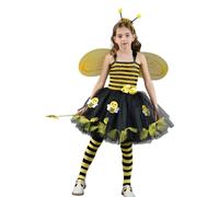 Disfraz de abeja ángel demonio vestido abultado suave escena de cinco piezas traje de papel cómodo para niños (Yellow, 2-3 años)