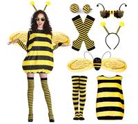 Disfraz de abeja para adultos y mujeres con abejas, disfraz de alas, diadema, guantes, calcetines para piernas, gafas, disfraz de abejas, disfraz de abeja, disfraz de mujer para disfraz de abeja