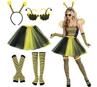 Disfraz de abeja para mujer, adulto, disfraz de abeja, tutú, falda para disfraz de mariquita de carnaval, guantes para calcetines, diadema, tentáculo, gafas para cosplay, carnaval, Halloween, Navidad