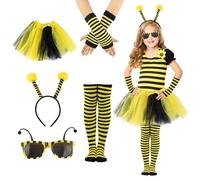 Disfraz de abeja para niña y mujer, diadema con abeja, falda de tul, calcetines rayados, guantes largos, gafas