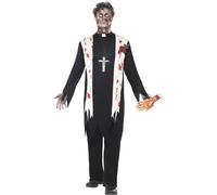 Disfraz De Adulto Zombie Sacerdote Smiffys Negro Talla L