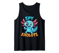 Disfraz de Agente Secreto de Detective Kawaii Azul Espía Axolotl Niños Camiseta sin Mangas