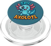 Disfraz de Agente Secreto de Detective Kawaii Azul Espía Axolotl Niños PopSockets PopGrip para MagSafe