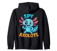 Disfraz de Agente Secreto de Detective Kawaii Azul Espía Axolotl Niños Sudadera con Capucha