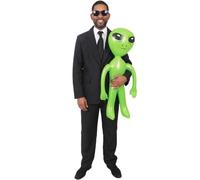 Disfraz de agente secreto para adultos, chaqueta, pantalones, corbata y gafas de sol con alienígena verde inflable, disfraz completo para hombre, para Halloween, despedidas de soltero y fiestas