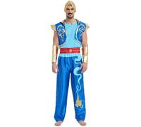 Disfraz de Aladin para hombre, disfraz de lámpara para hombre, disfraces de príncipe del desierto y jeque para carnaval y cosplay y representación teatral, D azul., Talla única