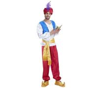 Disfraz de Aladin para hombre, disfraz de lámpara para hombre, disfraces de príncipe del desierto y jeque para carnaval y cosplay y representación teatral, azul, Talla única