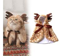 Disfraz de alce de Navidad para perro, con diadema de cuernos de reno para mascotas, capa de gato, capa de ciervo marrón, ropa de cosplay, ropa de invierno, sudadera cálida con capucha para cachorros