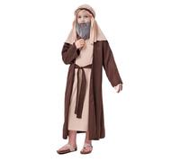 Disfraz de aldeano para niños, disfraz de pantomima de la natividad, disfraz de Año Nuevo y Navidad para Halloween, cosplay, celebraciones, Día Mundial del Libro (marrón, M)