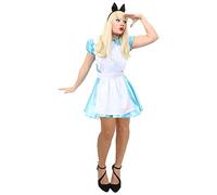 Disfraz de Alicia para mujeres adultas, traje del Día Mundial del Libro con vestido azul con delantal blanco y diadema negra para Halloween, eventos de personajes de libros, fiestas y cosplay