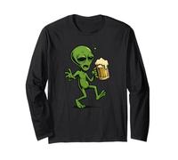 Disfraz de alienígena borracho con cerveza para fiestas espaciales Manga Larga