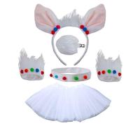 Disfraz de alpacas para niñas y niños, cosplay, orejas de alpacas, diademas, cola, gargantilla, accesorios de disfraz de animales