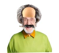 Disfraz de anciano, disfraces del viejo traje de halloween peluca y barba falsa para la fiesta de cosplay
