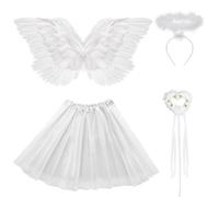 Disfraz de ángel de diablo para mujer, falda tutú, vuelos de ángel, halo y varita mágica, alas de ángel, disfraz decorativo, disfraz de Halloween, carnaval, fiesta, cosplay, alas de hadas para adultos