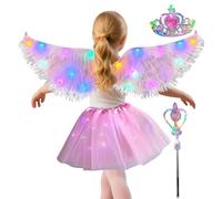 Disfraz de ángel para niña, disfraz de ángel con alas iluminadas para niños, traje de para escuela, boda, fiesta, cumpleaños, Navidad, eventos festivos