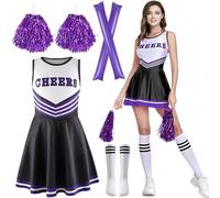 Disfraz de animadora para mujer, disfraz de animadora, disfraz de animadora, disfraz para adultos, disfraz de animadora, disfraz para carnaval, fiesta, vestido con pompones, calcetines inflables,