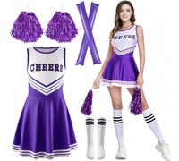 Disfraz de animadora para mujer, disfraz de animadora, disfraz de animadora, disfraz para adultos, disfraz de animadora, disfraz para carnaval, fiesta, vestido con pompones, calcetines inflables,