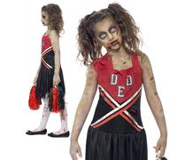 Disfraz De Animadora Zombie Para Niñas, Chica Escolar De Halloween, Edad 4-12