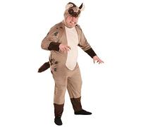 Disfraz de animal de hiena, mono suave con mohawk, cola y capucha de peluche, Marrón, 2X