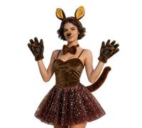 Disfraz de animal de la selva, con diadema, cola y disfraz de peluche, juego de disfraz de de 6 piezas, para adultos y niños, Pascua, Halloween, carnaval, de cumpleaños, teatro escolar y