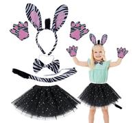 Disfraz de Animal Niño, Traje de Cebra Disfraz Cebra Niña Disfraz de Cebra Incluye Guantes con Cabeza de Cebra y Cola de Mariposa. Foto de Los Niños. Juego de Roles de La Fiesta Temática de Animales