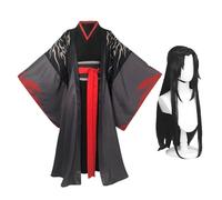Disfraz de anime de Gran Maestro de Cultivo Demoníaco para cosplay de Wei Wuxian Lan Wangji, disfraz de Hanfu Mo Dao Zu Shi Cosplay Hanfu para hombres adolescentes (negro) Disfraz completo + peluca