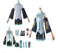 Disfraz de Anime Miku para Cosplay con Peluca Disfraces para niñas Camiseta Pantalones Cortos Conjunto Completo Uniforme Ropa de Juego de Roles para Baile Escenario Carnaval Halloween Fiesta de Navida