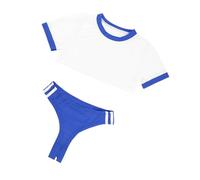 Disfraz de anime para mujer, conjunto de lencería de anime con tanga, uniforme japonés, conjunto de 2 piezas, Azul, Talla única