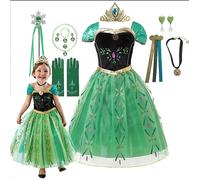 Disfraz de Anna para niños y niñas, vestido elegante de fiesta de cumpleaños, vestido de princesa, ropa de fiesta de Carnaval para niños, Vestidos estampados completos Elsa Set5