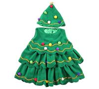 Disfraz de árbol de Navidad para niñas. Bonito vestido navideño en capas con gorro a juego y pompón de colores para fiestas navideñas, ideal para cosplay, altura de 120 cm. Vestidos navideño