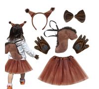 Disfraz de ardilla para niña, suministros de de Halloween con diadema, conjunto de disfraz de animal de felpa para Navidad, Pascua, teatro, escuela, juegos, cumpleaños, niños, cosplay