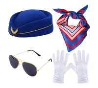 Disfraz de asistente de vuelo - Accesorios de vestuario de cosplay para la fiesta de carnaval de Halloween | El sombrero de anfitriona tiene una consistencia súper suave que se desliza en la piel y un