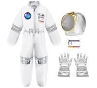 Disfraz de astronauta abito da spettacolo para niño con Astronauta Casco y Astronauta Guantes para niños, niñas regalos de Halloween (amarillo claro, 4-5 años)