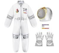 Disfraz de astronauta abito da spettacolo para niño con Astronauta Casco y Astronauta Guantes para niños, niñas, regalos de Halloween (gris claro, 8-9 años)