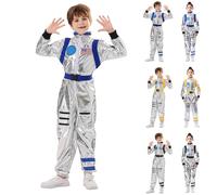 Disfraz de astronauta de carnaval para niños y niñas, color plateado, mono de astronauta, traje espacial, para adultos, astronautas, astronautas, espaciales, estrellas, espaciales, abejas, viajes en