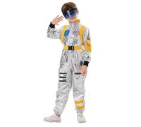 Disfraz de astronauta para niños, color blanco, unisex, mono, astronauta, con casco, espacio plateado, disfraz de astronauta, disfraz de astronauta, disfraz de astronauta, disfraz de carnaval