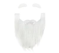 Disfraz de Barba Blanca,Barba Cosplay con Cejas Autoadhesivas,Barba de disfraz falsa blanca - Barba de bigote falsa de textura ligera para fiesta de Navidad, fiesta de disfraces, fiesta de cosplay, ac