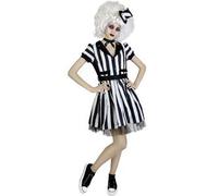Funidelia Disfraz Oficial de Beetlejuice para mujer con cinturón, peluca y sombrero, Traje de Tim Burton para adultos, Disfraces de Carnaval, Halloween y Fiestas - Talla M