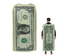 Disfraz de billete de dólar, traje de dinero en efectivo, traje de día festivo, ropa de cosplay de 1 dólar para mujeres y hombres, escuela, teatro, Halloween, familia, festivales, carnavales, eventos