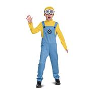 Disfraz de Bob Minions para niños, traje oficial de Minion con gafas y sombrero, tamaño clásico pequeño (4-6)