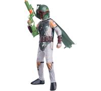 Rubies Boba Fett Clássico para niños y niñas, Jumpsuit impreso con cubrebotas, capa y máscara, Oficial Star Wars, Unisex para Cosplay, Fiestas y cumpleaños
