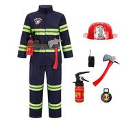Disfraz De Bombero - Disfraz De Bombero Para Niños | Dress Up Trajes De Bombero Juega Como Si Juegas Disfraces De Bombero | Ropa De Juego De Rol Juguete De Bombero Con, azul marino, 130 cm