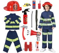 Disfraz de bombero para niños, 13 piezas, juegos de rol para niños, disfraces de Halloween, juguete para niños de 2 a 3 años para fiestas de máscara, ejercicios de fuego, escuela y casa (100 cm)