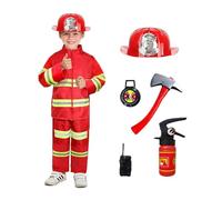 Disfraz De Bombero Para Niños - Traje De Rol Para Juegos De Rol, Uniforme De Rescate De Juguete | Kit De Accesorios Realista De Bombero Con Casco Para Niños Pequeños, Ideal Para Halloween Y C