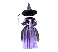Disfraz de bruja de cuento de hadas y sombrero para Halloween, disfraz de bruja para niños, niñas, cosplay, fiesta, fiesta de disfraces