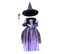 Disfraz de bruja de cuento de hadas y sombrero para Halloween, disfraz de bruja para niños, niñas, cosplay, fiesta, fiesta de disfraces