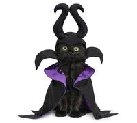 Disfraz De Bruja De Halloween para Perro, Capa De Mago para Perro con Sombrero Oscuro con Cuernos Malvados, Conjunto De Halloween para Mascotas (Black)