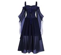 Disfraz de bruja de Halloween, vestido medieval, traje gótico con hombros descubiertos y manga de mariposa para festivales, celebraciones, fiestas, teatro, actuaciones, reuniones familiares