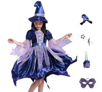 Disfraz de bruja para niños, vestido de cuento de Halloween, vestido de escenario de 5 a 12 años