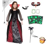 Disfraz de Bruja Reina Vampiresa,Bruja Vampiresa Sacerdotisa,Disfraz de Halloween de Vampiro para Niña,Vestido Gótico de Vampiro,para Carnaval,Mardi Gras,Fiesta Temática,Víspera de Todos los Santos